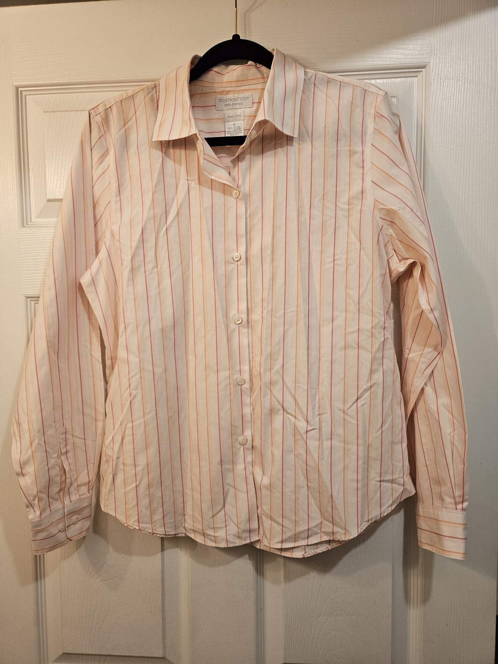 Worthington Pink and White Striped Button-Down Shirt